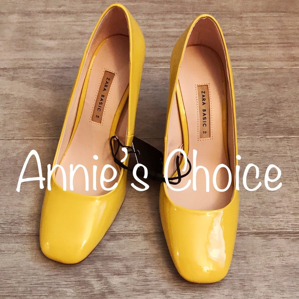 ZARA Leather Heels:Yellow, US 6.5, 8, 9/EUR 37, 39, 40 - Picture 2 of 6